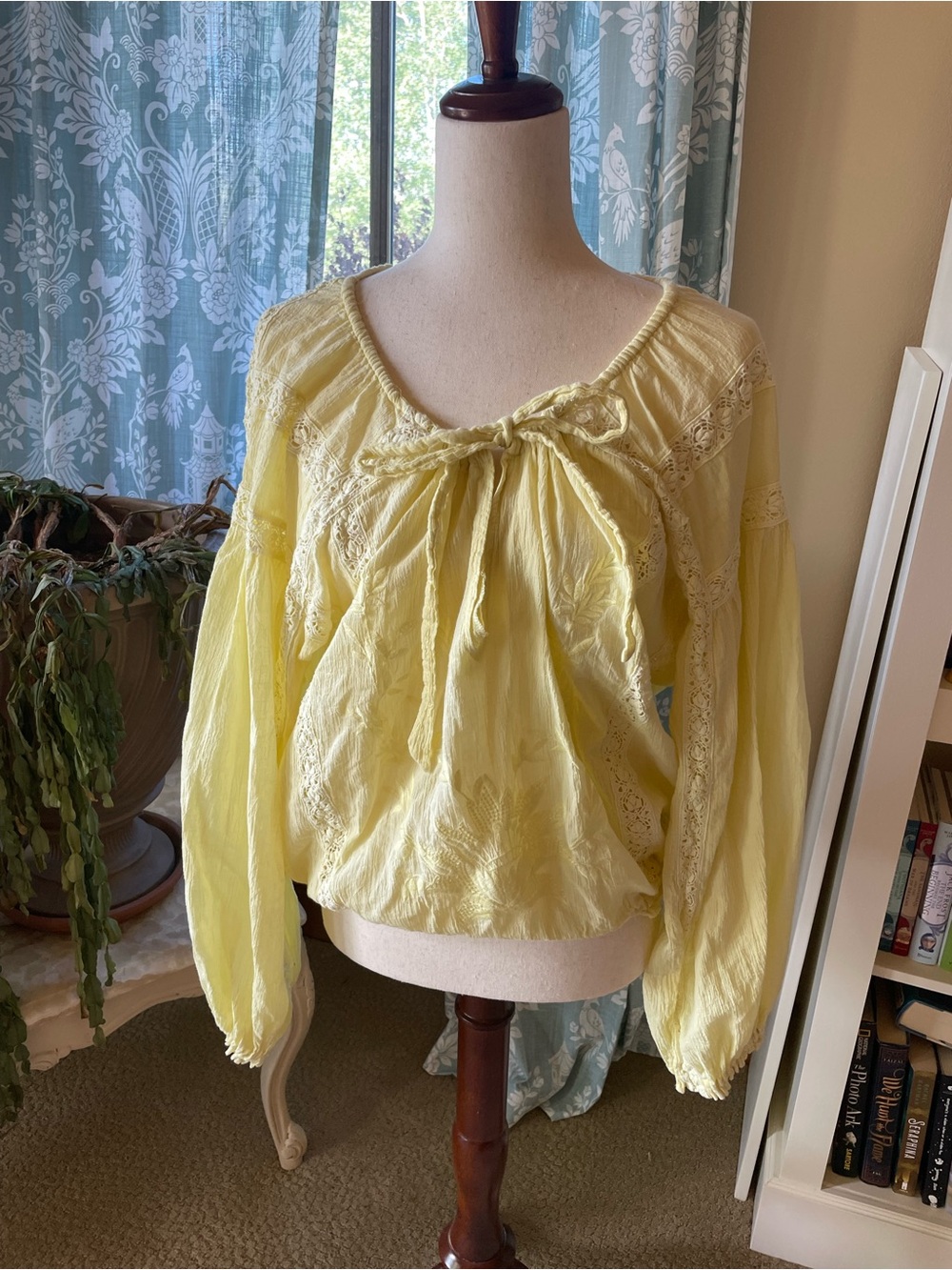 Free People yellow boho peasant top